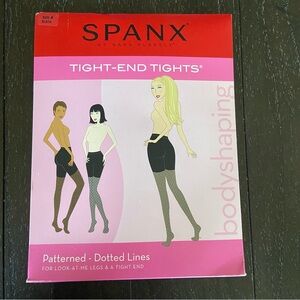 Spanx Tight End Tights Black Patterned Dotted Lines‎ Bodyshaping NWT Size A